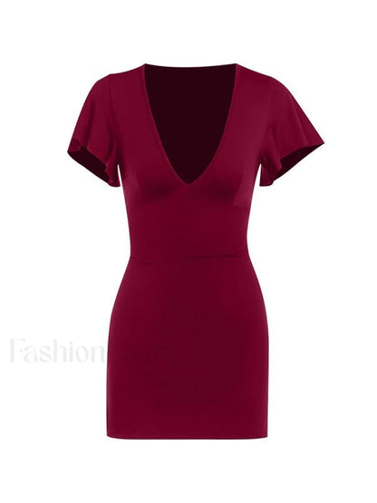 Ruffle Sleeve Bodycon Mini Dress