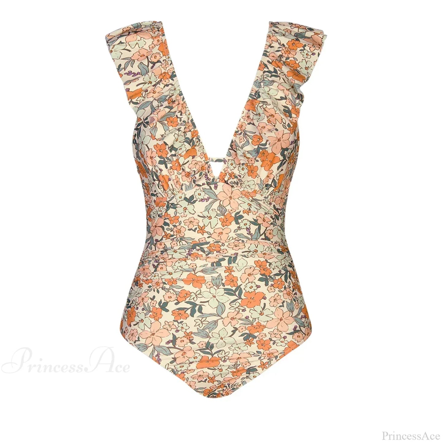 Ruffled Tie Back Floral One Piece Set