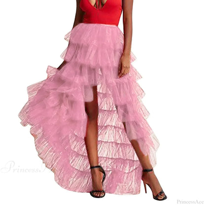 Ruffles Tulle Floor-Length Skirt