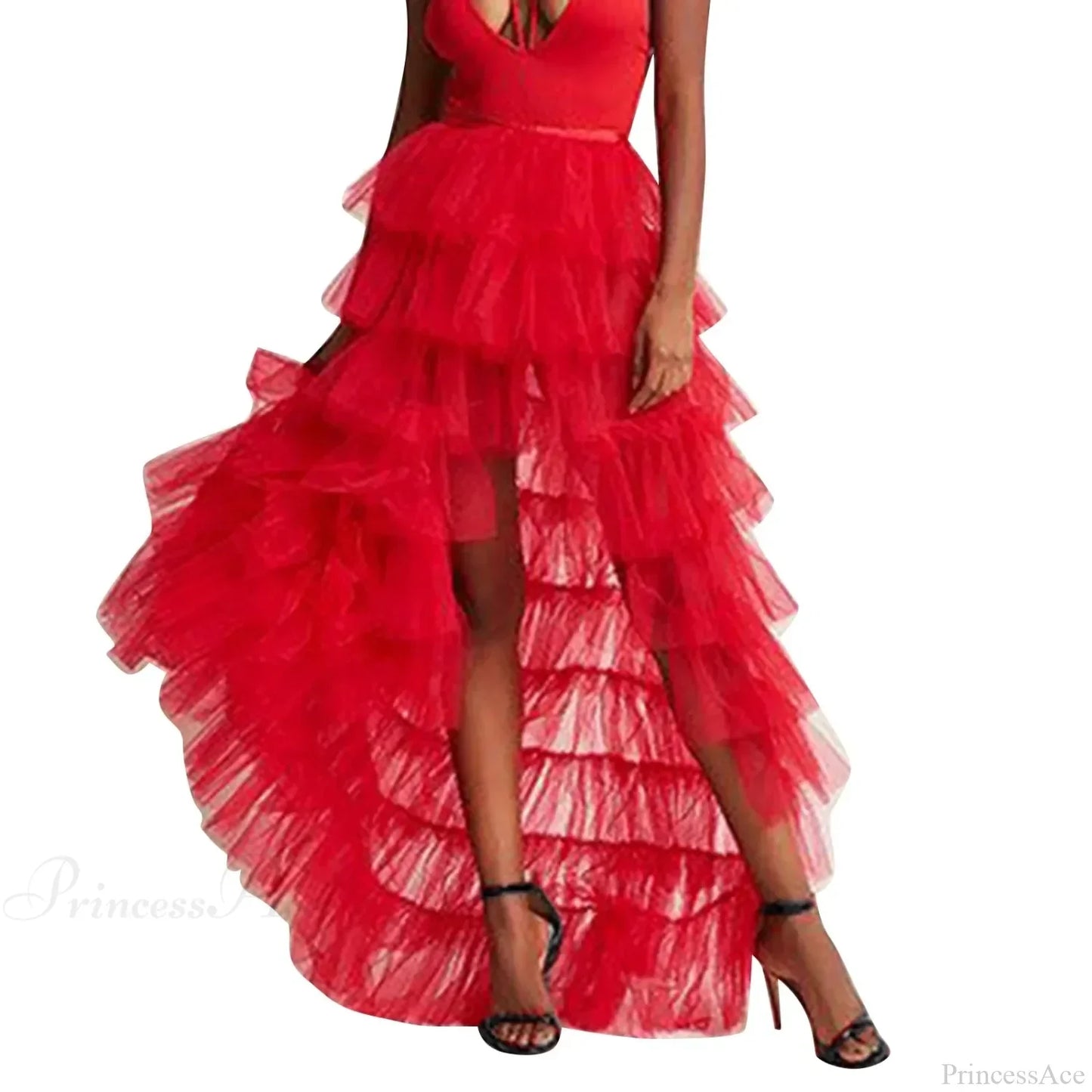 Ruffles Tulle Floor-Length Skirt