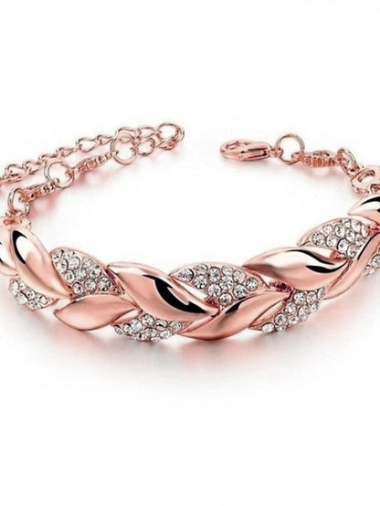 longrui cross-border jewelry 18k gold leaf bracelet european and american fashion wedding jewelry diamond bracelet for Women