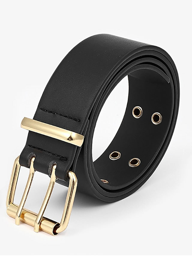 Unisex PU Buckle Belt PU Leather Metal Bucke Eyelet Casual Classic Party Daily White Black Yellow Brown for Women
