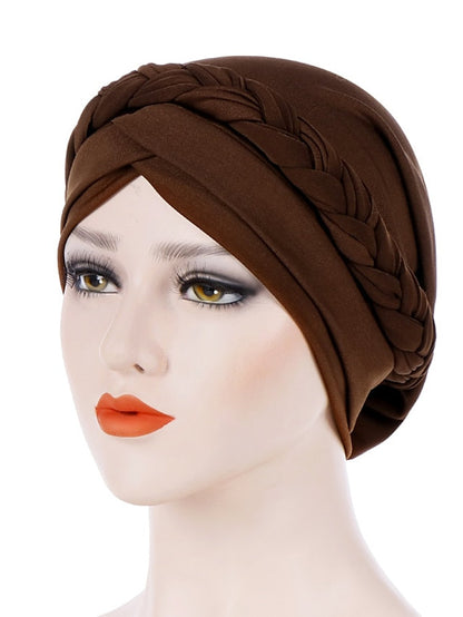 Muslim Women Inner Caps Braid Hijab Cap Comfort Fashion Turban Hat Colorful Cross Shape Chemo Hats Head Wearing Turbante for Women