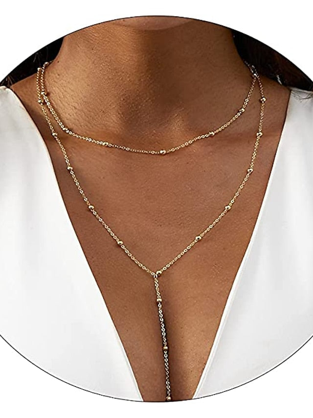 1PC Necklace 14K Gold Plated Zircon Y Lariat Necklaces Long Drop CZ Pendant Y Necklace for Women Dainty Diamond Chain Necklace Fashion Jewelry for Women