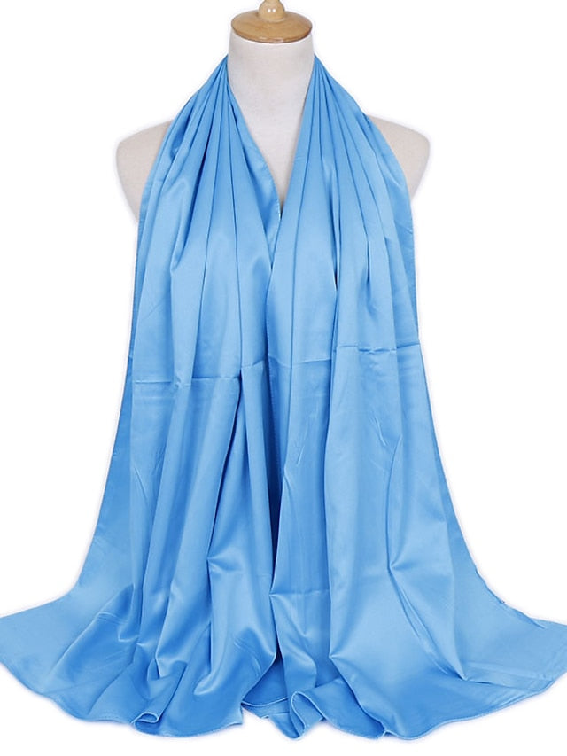 1pcs Women Silk Headscarf Hijab Scarf Long Muslim Shawl Turban Bandana Satin Scarves Head Wraps for Women