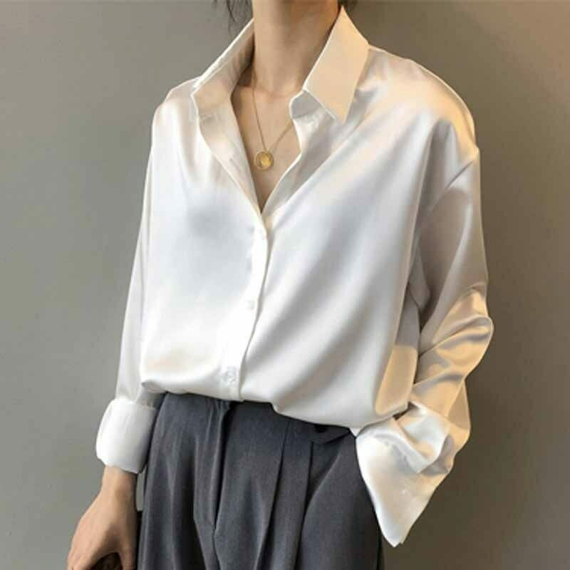 Blusa elegante de satén con botones para mujer | Ideal para primavera/verano