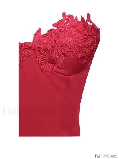 Sacha Red Lace Drop Graceful Waist Corset Puffy Mini Dress