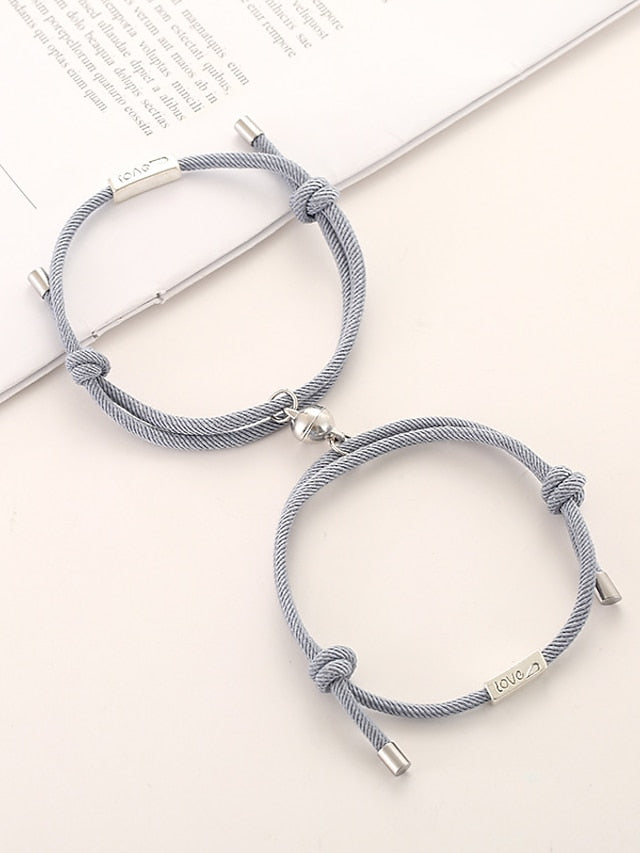1 Pair Couple's Bracelet Magnetic Adjustable Romantic Series Love Simple Rope Bracelet Jewelry Milan For Gift for Women