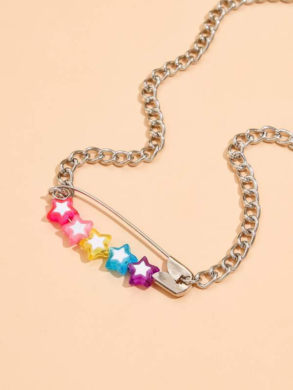 Safety Pin Decor Chain Necklace for Women