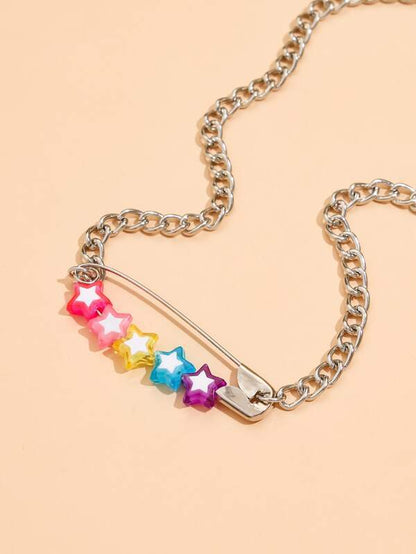 Safety Pin Decor Chain Necklace for Women