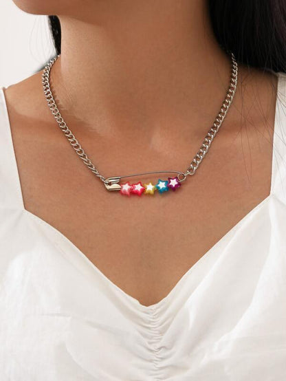 Safety Pin Decor Chain Necklace for Women