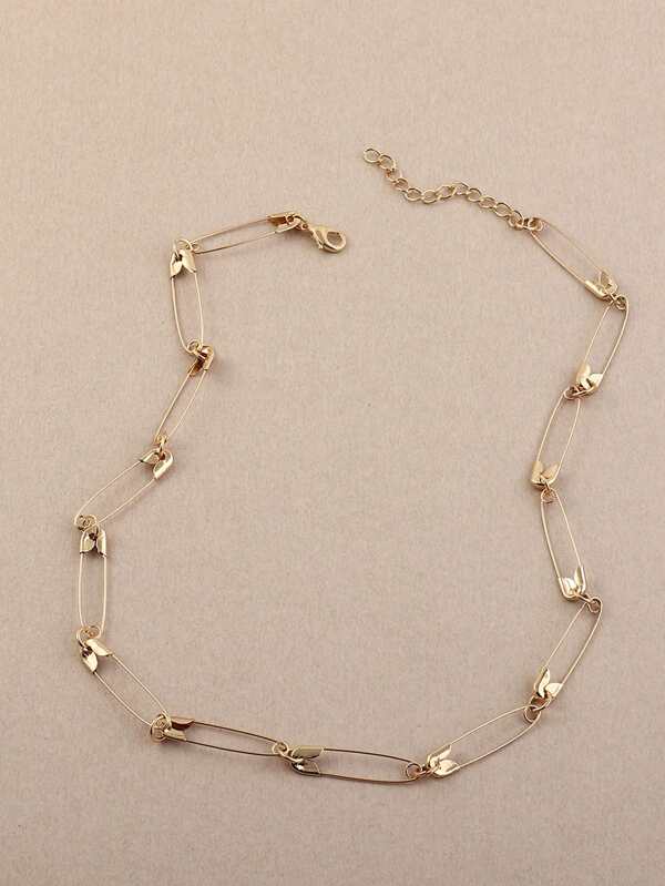 Safety Pin Decor Necklace for Women