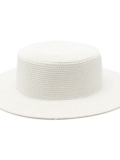 Sun Hats Women Caps Flat Top Wide Brim Straw Hat Summer Beach Casual White Black Hats for Women