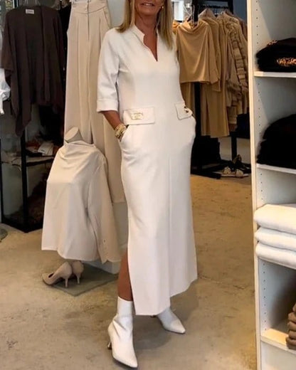 White Chic Elegant Maxi Dress | Ideal for Formal Occasions