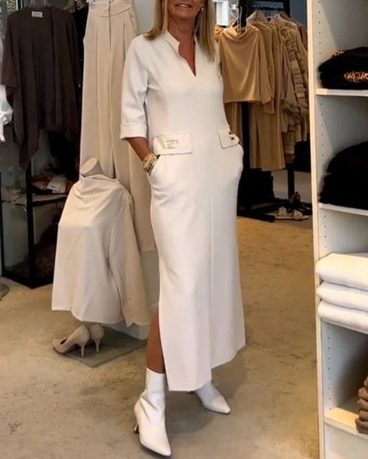 White Chic Elegant Maxi Dress | Ideal for Formal Occasions