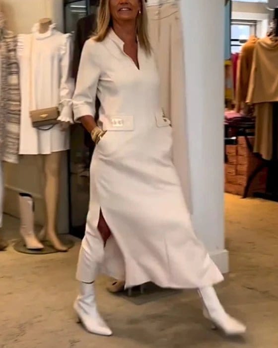 White Chic Elegant Maxi Dress | Ideal for Formal Occasions