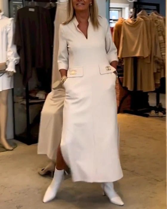 White Chic Elegant Maxi Dress | Ideal for Formal Occasions