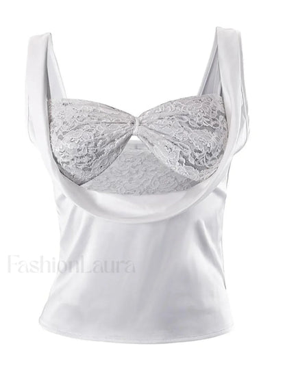 Satin Draped Lace Bralette Top