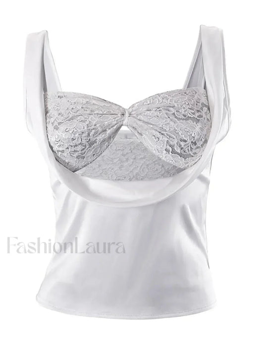 Satin Draped Lace Bralette Top