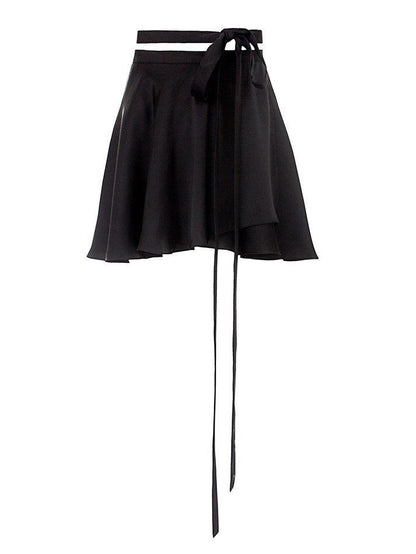 Satin Lace Up Mini Skirt