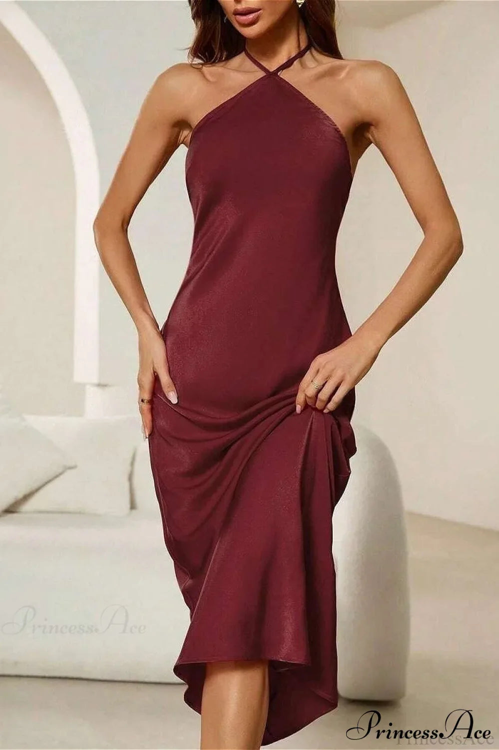 Satin Spaghetti Strap Sexy Party Dress
