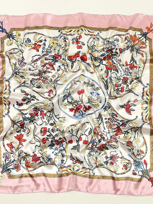 1PC  Summer Hot Silk Scarf Square Women Flower Shawls And Wraps Fashion Office Big Hair Neck Hijabs Foulard Scarves 90*90CM for Women