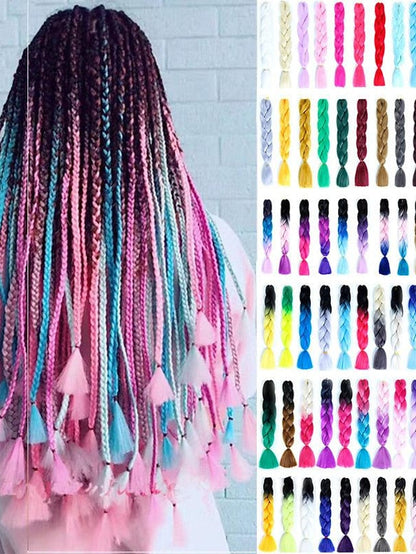 foreign trade wig big braid color gradient color chemical fiber african big braid high temperature silk dirty braid wig braided hair extension for Women