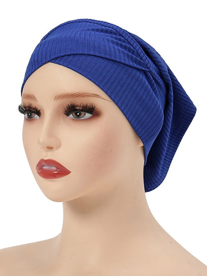 Simple Turban Cap Muslim Hijab Women Head Scarves Islamic Underscarf Bonnet Headscarf Stretch Jersey Cap Solid Color Muslim Turban Hats for Women