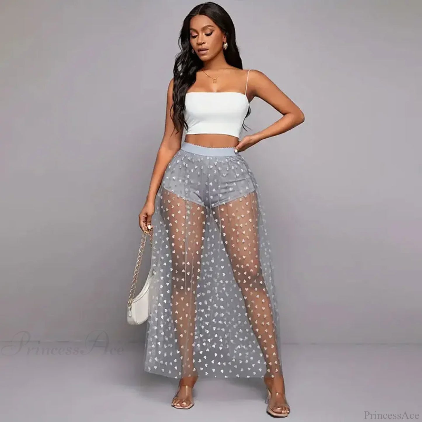 See Through Lace Maxi Party Skirt