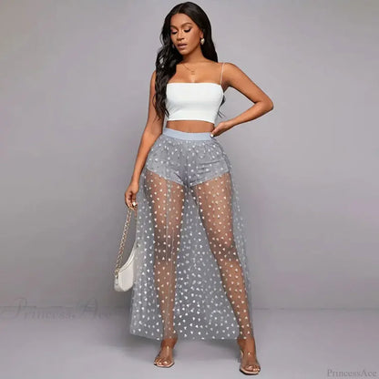 See Through Lace Maxi Party Skirt