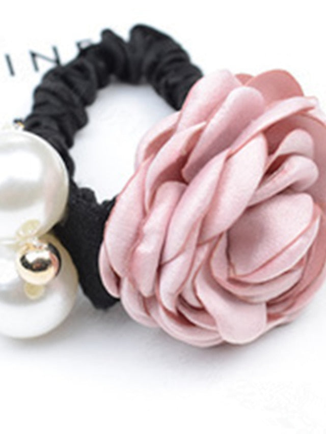 1pc Hair Ties Scrunchie For Street Daily Holiday Handmade Pearl Fabric Light Pink Light Purple Green for Women