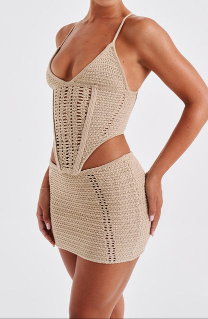 Giuditta Top & Skirt Set - Beige