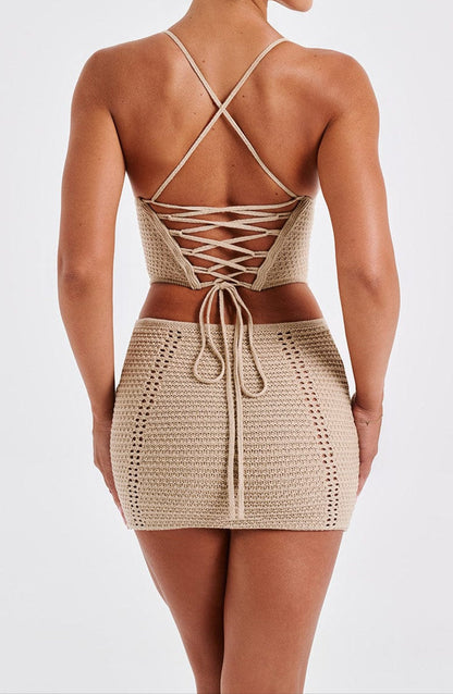 Giuditta Top & Skirt Set - Beige