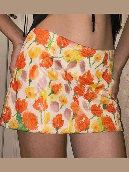 Sequins Flower Party Skirt