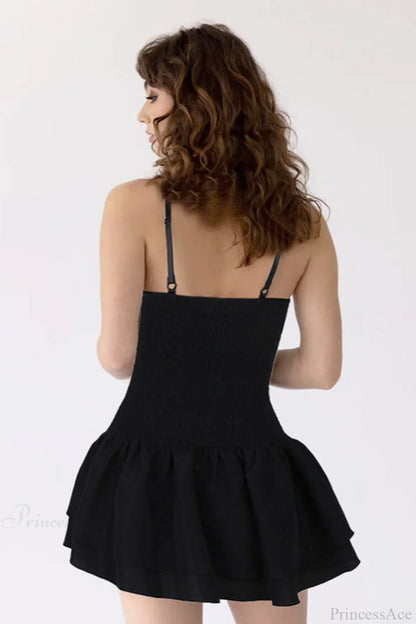 Sexy Embroidered Spaghetti Strap A Line Fitted Mini Dress