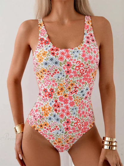 Sexy Floral Square Neck One Piece Set