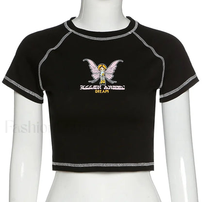 Sexy V-neck Polo Neck Short Sleeve Tee