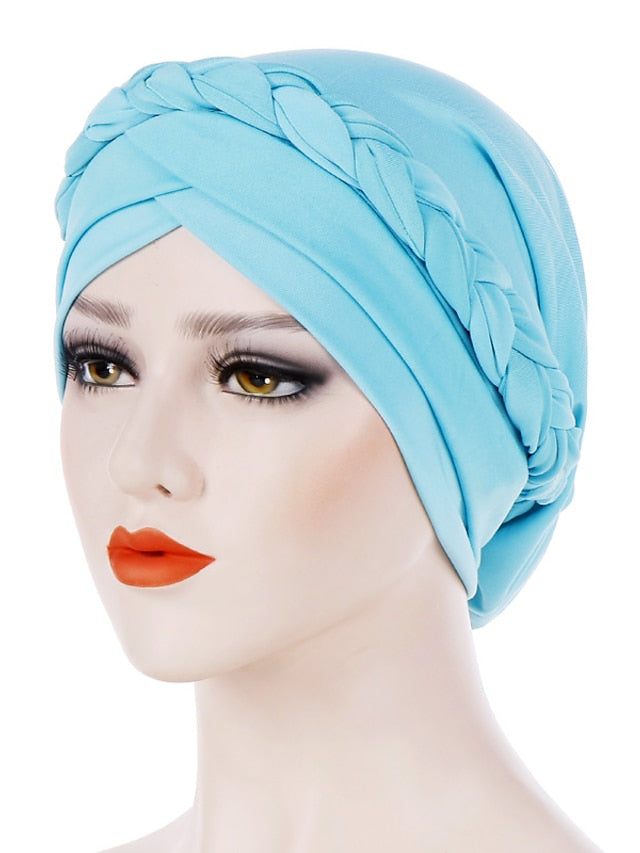 Muslim Women Inner Caps Braid Hijab Cap Comfort Fashion Turban Hat Colorful Cross Shape Chemo Hats Head Wearing Turbante for Women