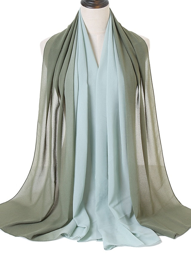 Fashion Gradient Bubble Chiffon Instant Hijab Women High Quality Cover-Up Shawl Wrap Neck Stole Muslim Caps 180*70Cm for Women