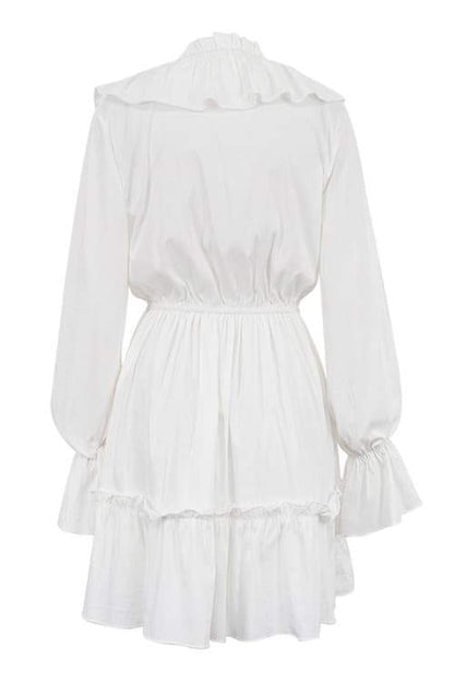 Vestido mini con volantes y cuello en V de Sharon