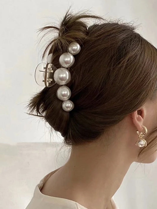 1pc Hair Claws Hair Clip For Street Gift Holiday Head Handmade Plastic White Black for Women