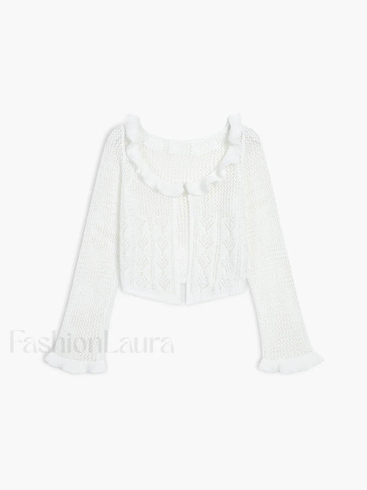 Sheer Crochet Eyelet Fly Away Cardigan