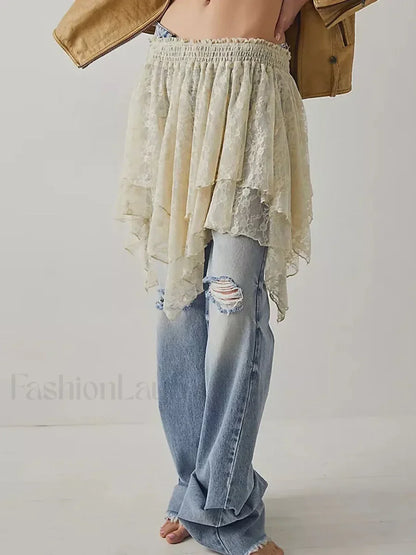 Sheer Floral Lace Mini Skirt