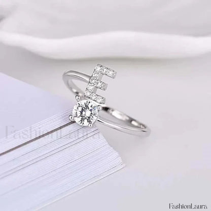 Shining Rhinestone New Fashion Initial Alphabet Opening Charm Jewelry Ring