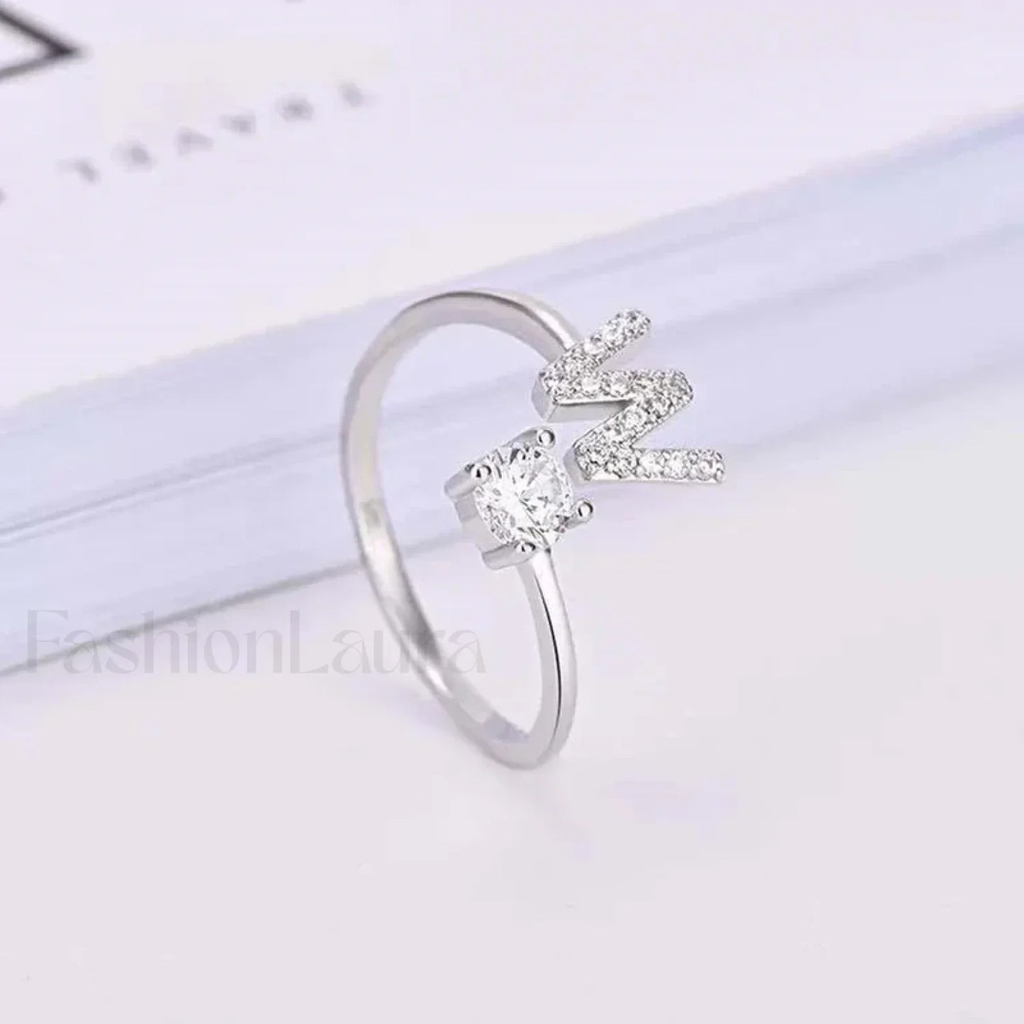 Shining Rhinestone New Fashion Initial Alphabet Opening Charm Jewelry Ring