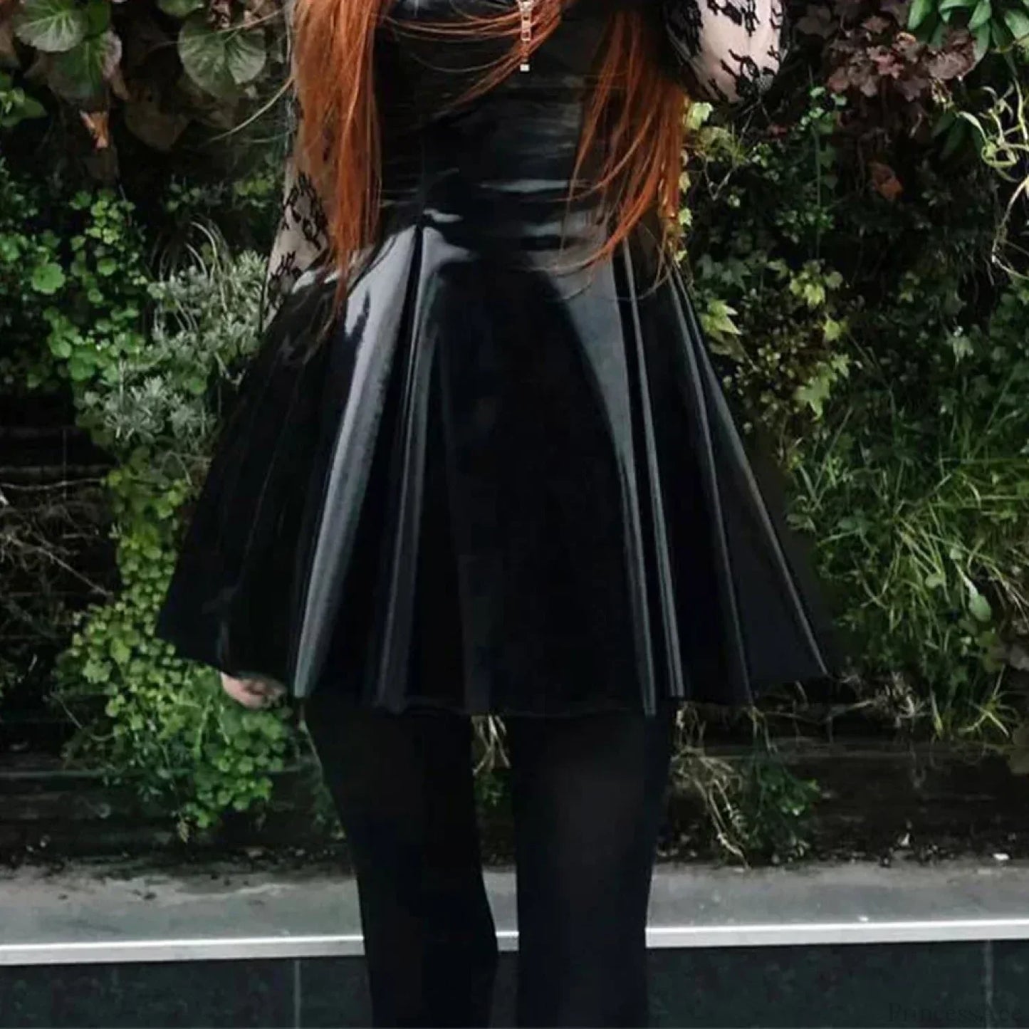 Shiny PVC Pleated Latex Mini Skirt
