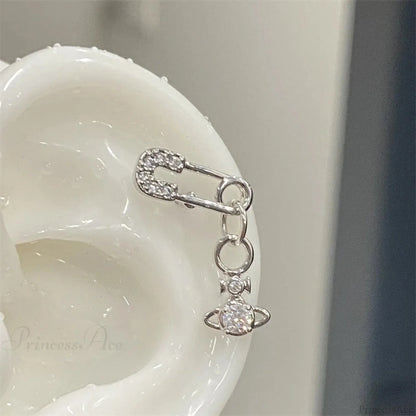 Shiny Saturn 316L Stainless Steel Stud Earring