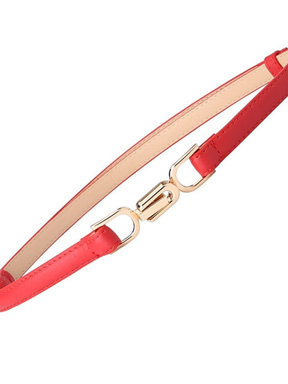 Unisex PU Buckle Belt Skinny Belt PU Leather Metal Bucke Plain Casual Classic Party Daily Black Red Brown Navy Blue for Women