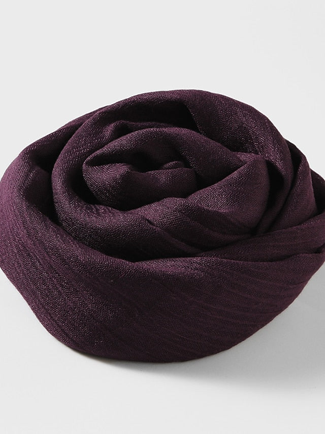 Shawls & Wraps Outdoor Dailywear Holiday White Yellow Pink Scarf Pure Color for Women