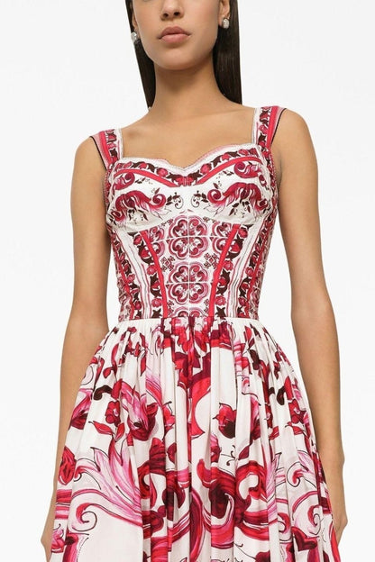 Vestido largo con tirantes fruncidos y estampado Sibyl